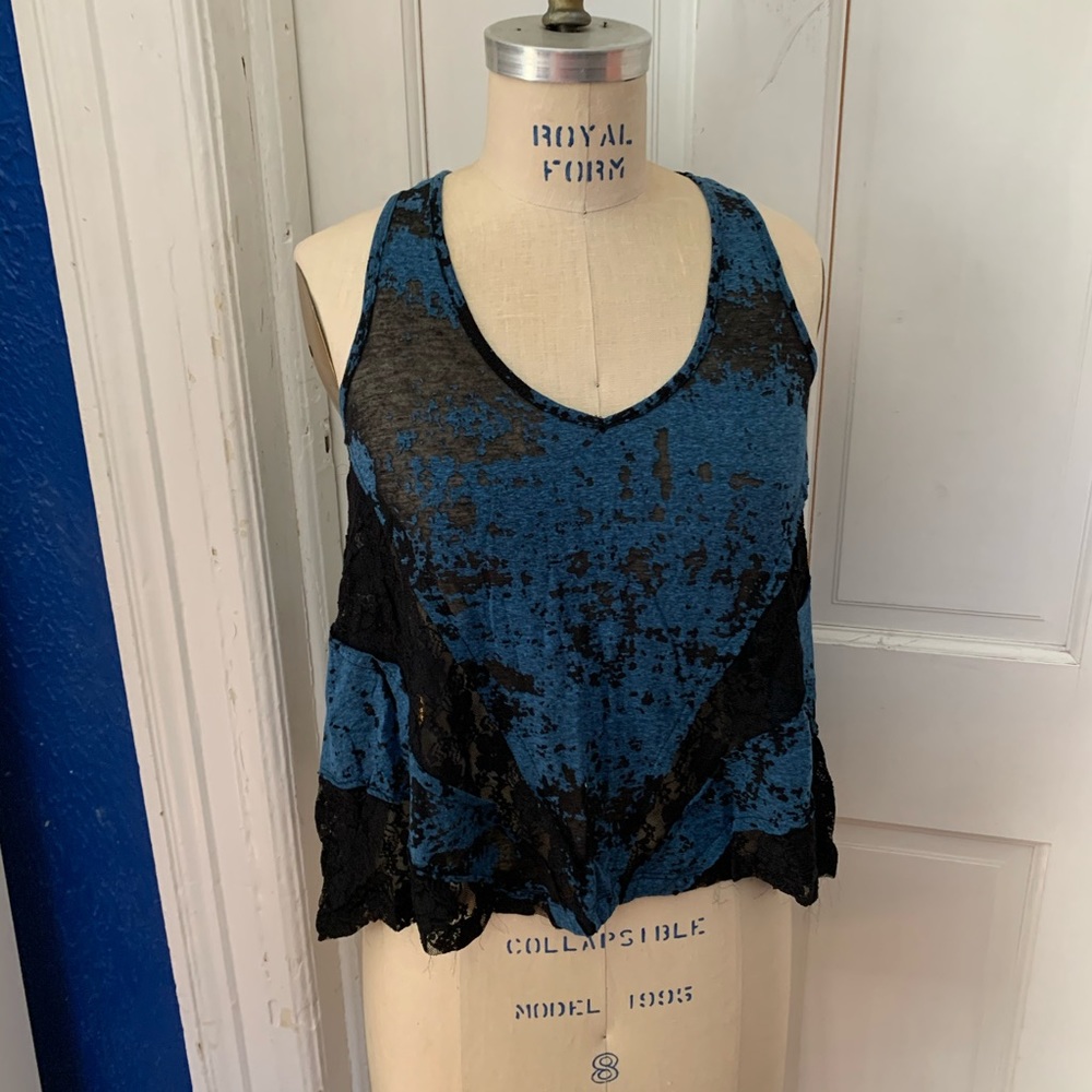 Blue and Lacey Burnout Tank